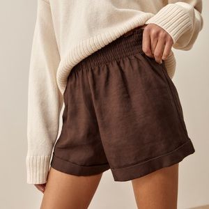 Reformation Nashville Linen Shorts in Cafe
